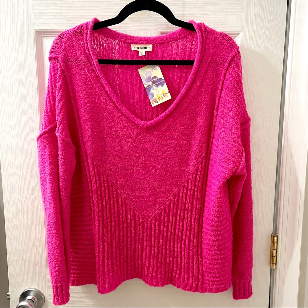 EESOME Hot Pink Lightweight Sweater